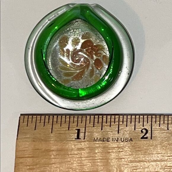 Art Glass pendant Green round swirl bubble Artisan Design statement 1.75" boho - Picture 4 of 4